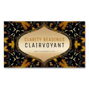 Gold Black New Age Geometry Clairvoyant Readings Magnetic Business Card