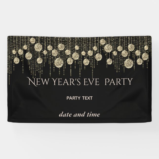 Gold black New Year's Eve  party dazzling  luxury Banner (Horizontal)