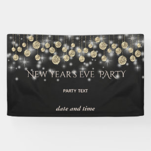 Gold black  New Year's Eve  party sparkling Banner