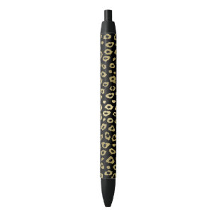 Gold Black Ombre Leopard Print Black Ink Pen