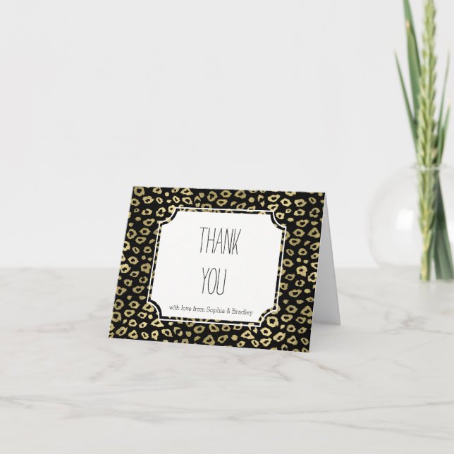Gold Black Ombre Leopard Print Thank you (Front)