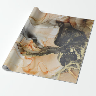 Gold Black Orange Abstract  Wrapping Paper