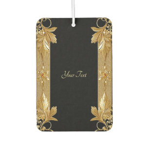 Gold Black Ornate Floral Air Freshener