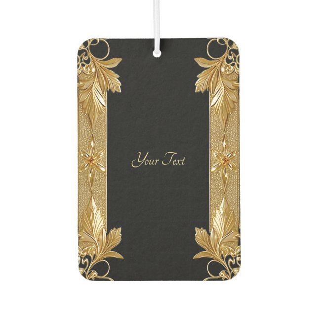 Gold Black Ornate Floral Air Freshener (Front)