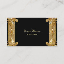 Gold Black Ornate Floral Business Card