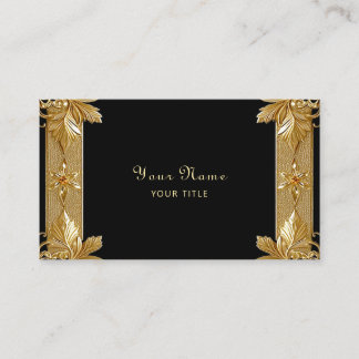 Gold Black Ornate Floral Business Card