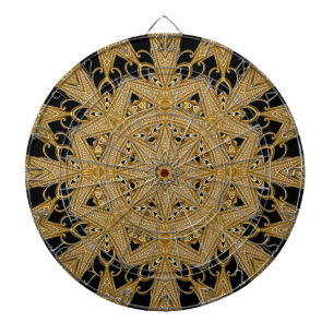 Gold Black Ornate Floral Dartboard