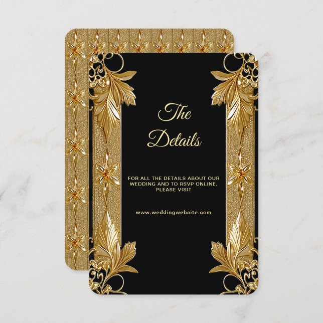 Gold Black Ornate Floral Detail Enclosure Card (Front/Back)