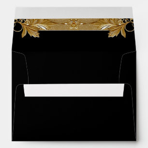 Gold Black Ornate Floral Envelope