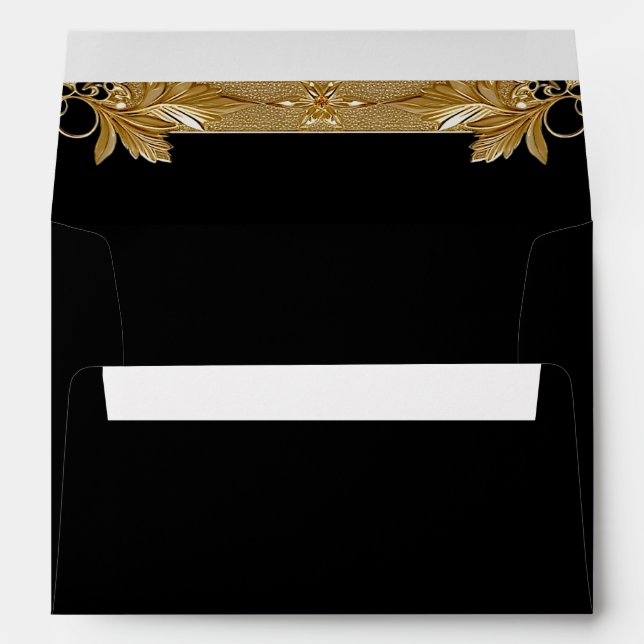 Gold Black Ornate Floral Envelope (Back (Bottom))