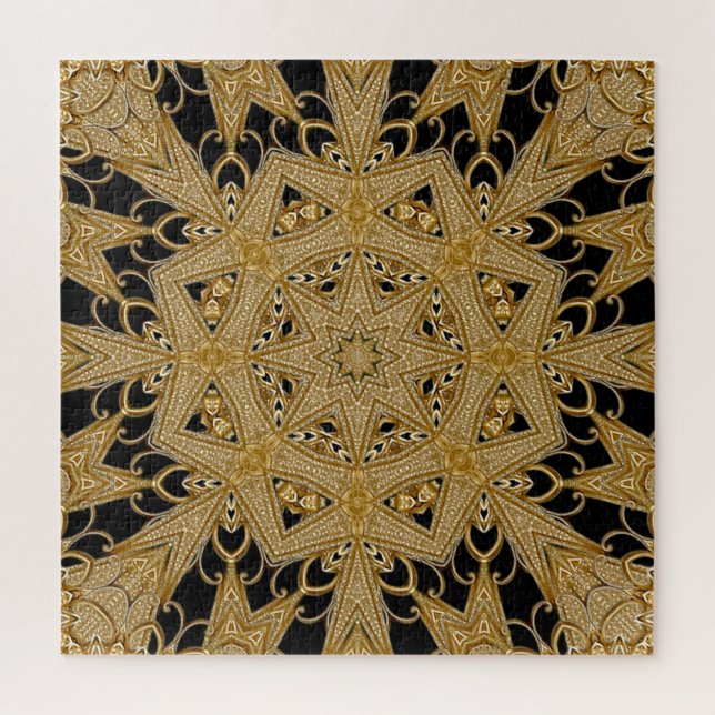 Gold Black Ornate Floral Jigsaw Puzzle (Vertical)