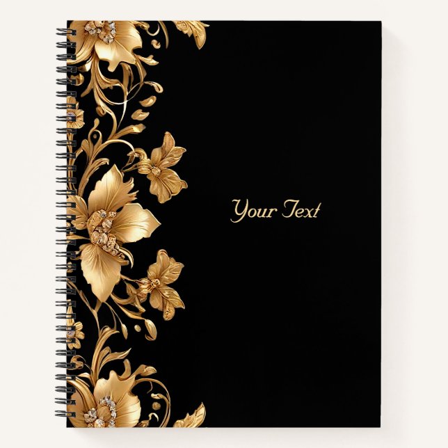 Gold Black Ornate Floral Notebook (Front)