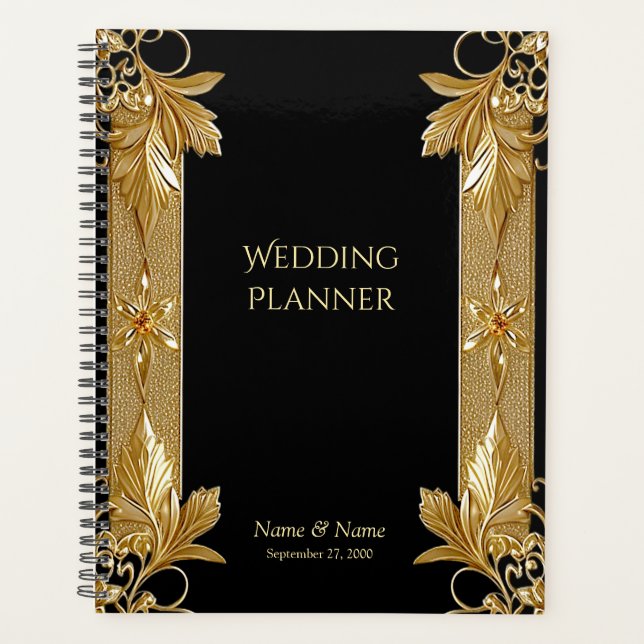 Gold Black Ornate Floral Planner (Front)