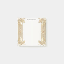 Gold Black Ornate Floral Post it Notes