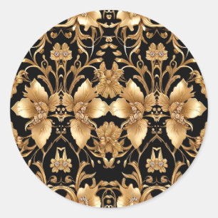 Gold Black Ornate Floral Sticker