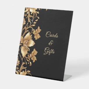 Gold Black Ornate Floral Tabletop Signs