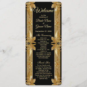 Gold Black Ornate Floral Wedding Program Programme