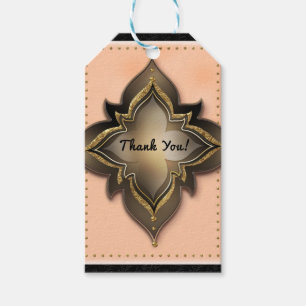 Gold Black & Peach Exotic Chic Flower Party Favour Gift Tags