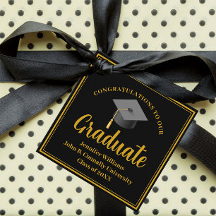 Gold Black Personalised Chic Graduation Party Favour Tags