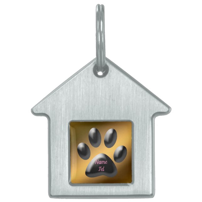 Gold Black Pet ID Tag (Front)
