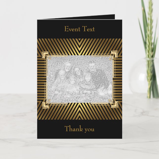 Gold Black Photo Event or Thank you Card (Front)