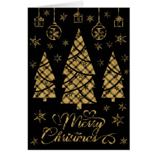 Gold  Black Plaid Behind Black Christmas Cut Out
