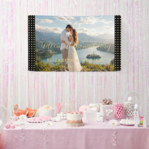 Gold & Black Polka Dot Personalised wedding Banner
