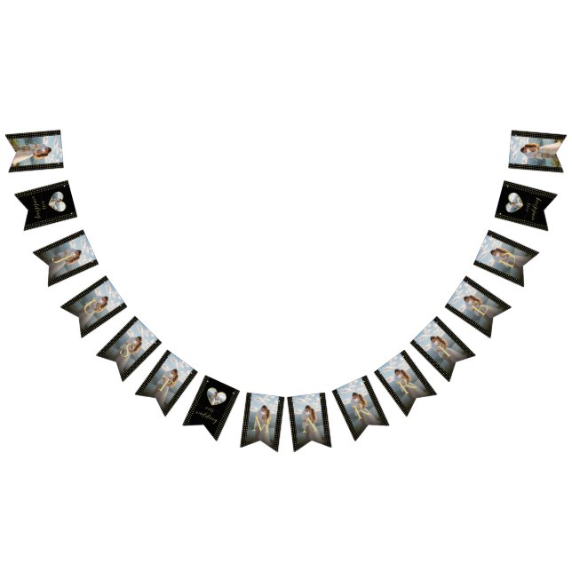 Gold & Black Polka Dot Personalised wedding Bunting (All)