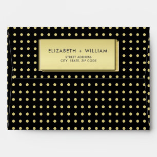 Gold & Black Polka Dot Personalised wedding Envelope