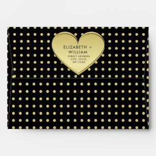 Gold & Black Polka Dot Personalised wedding Envelope