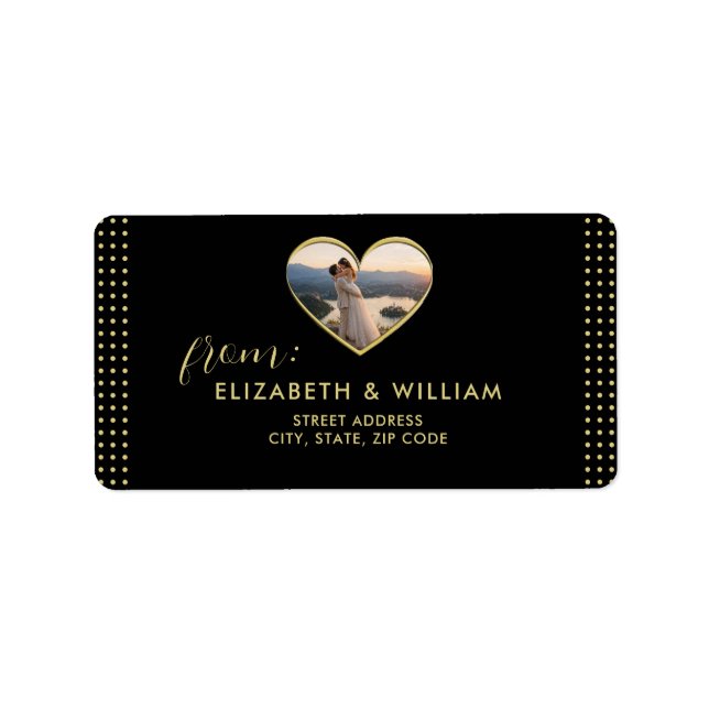 Gold & Black Polka Dot Personalised wedding Label (Front)