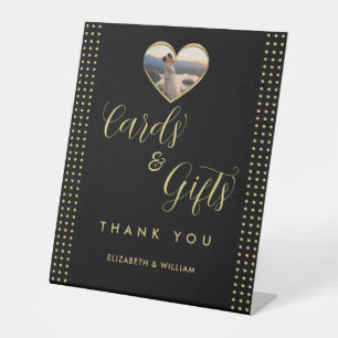 Gold & Black Polka Dot Personalised wedding Pedestal Sign