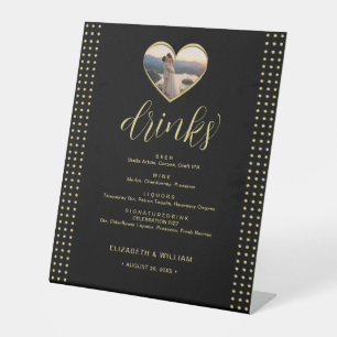 Gold & Black Polka Dot Personalised wedding Pedestal Sign