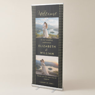 Gold & Black Polka Dot Personalised wedding Retractable Banner