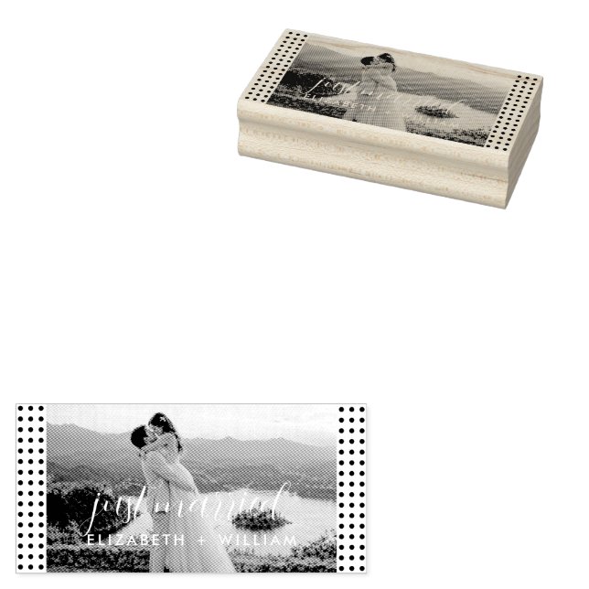 Gold & Black Polka Dot Personalised wedding Rubber Stamp (Stamped)