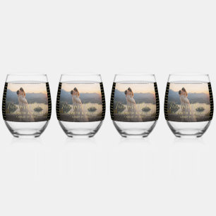 Gold & Black Polka Dot Personalised wedding Stemless Wine Glass