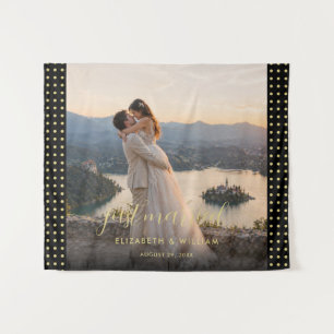Gold & Black Polka Dot Personalised wedding Tapestry