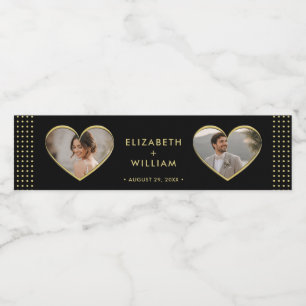 Gold & Black Polka Dot Personalised wedding Water Bottle Label