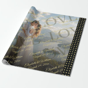 Gold & Black Polka Dot Personalised wedding Wrapping Paper