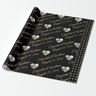Gold & Black Polka Dot Personalised wedding Wrapping Paper