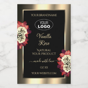 Gold Black Product Labels Red Cream Roses Add Logo