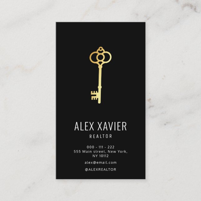 gold black realtor business card (Front)