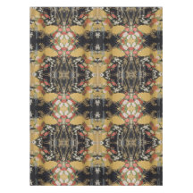 Gold Black Red Japanese Floral Cotton Dining 