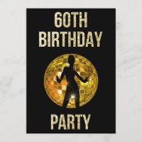 Gold & Black Retro Disco Glitter Ball 60th Party