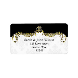 gold black return address label