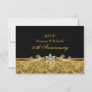 Gold & Black Rose 50th Anniversary RSVP