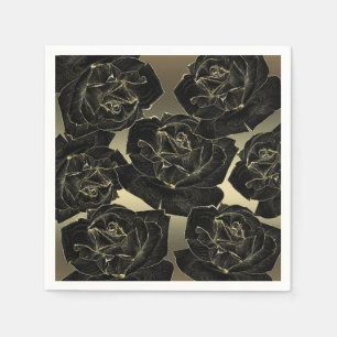 Gold & Black Rose Glam Elegant Classy Chic Party Napkin