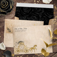 Gold Black Rose Princess Carriage Return Address