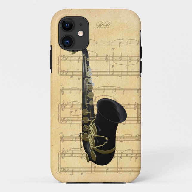 Gold Black Saxophone Sheet Music iPhone 5 Case (Back)