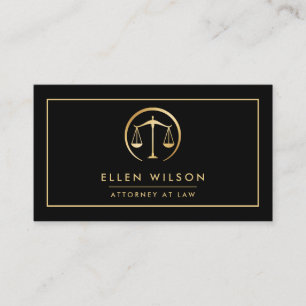 Gold & Black Scale Of Justice Attorney At Law Business Card